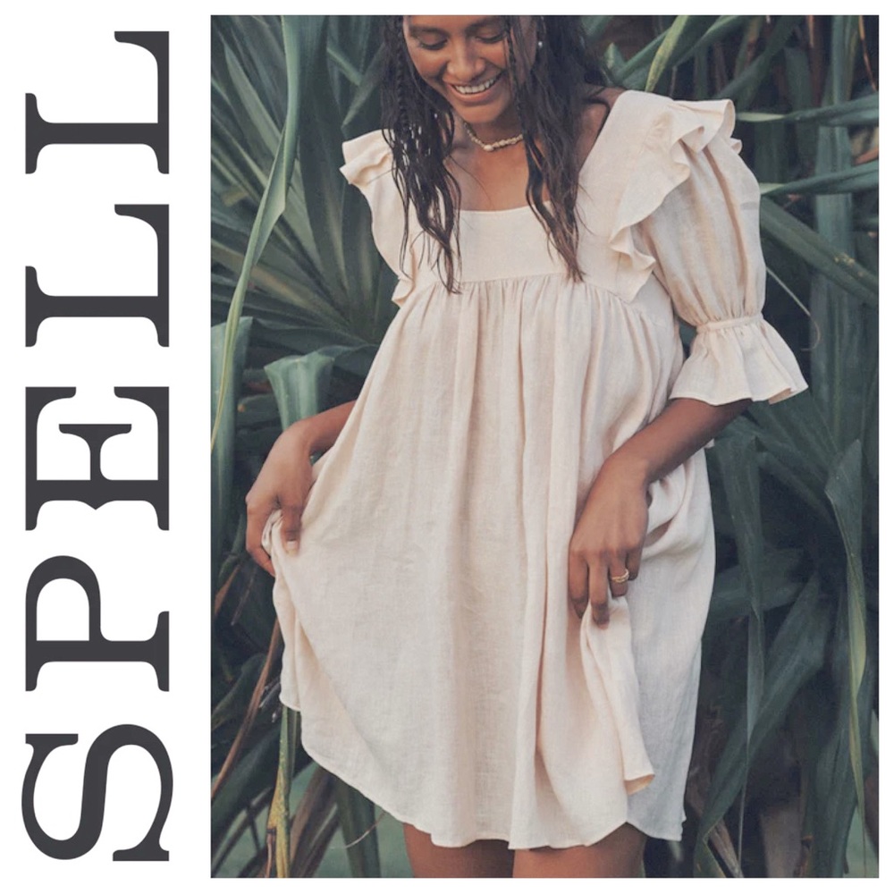 Spell Soft Cream Ruffle Mini Dress - Picture 11 of 11